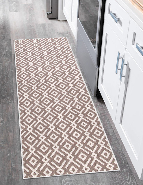 Tapis de cuisine antidérapant Dontrez, Brun