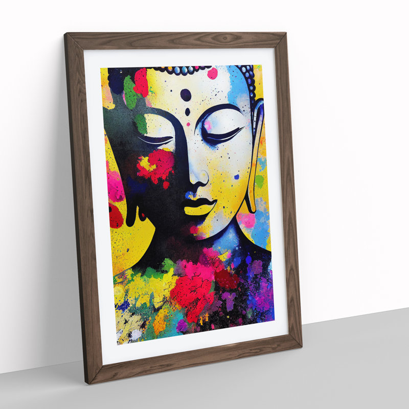 Buddha Splashed No.4 - Single Picture Frame Print, Walnut, 64cm H x 46cm W x 2cm D