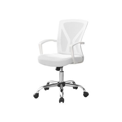 Contemporary Office Chair, Swivel, Adjustable Height, White Mesh, Metal Construction Chair With , Ergonomic Design,
