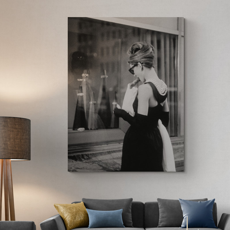 Cuyama Audrey Hepburn - Window Shopping - Breakfast At Tiffany's - Wrapped Canvas Print, 31cm H x 21cm W x 4cm D