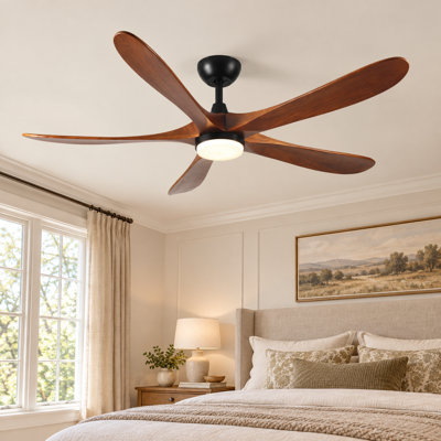 5 blade solid wood 52 inch ceiling fan light