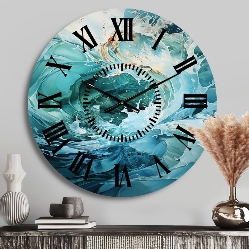 Horloge murale turquoise et blanche, Médium