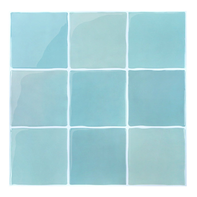 10-Pack Square Peel and Stick Backsplash Tiles – 12"x12" Thicker 3D Design, Blue Green