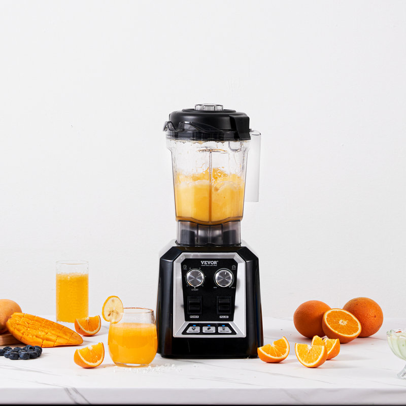 VEVOR Black Stainless Steel Commercial Countertop Blender with Variable Speed