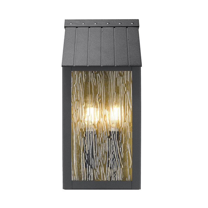 Applique murale d'extérieur Point - noir et laiton, H 13,5 po x l 6 po x P 5,5 po, Deux lumières