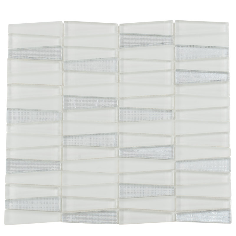 Carreau de mosaïque de mur de brique en verre 1 po x 3 po, Argent