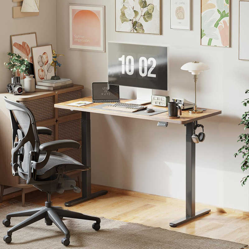 Latitude Adjustable Standing Desk, 27.00" H x 40.00" W x 24.00" D, Rustic Brown/Black