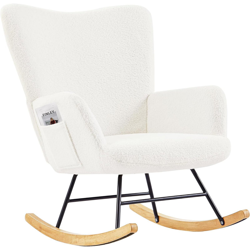 Chaise berçante, fauteuil de chambre de bébé en tissu rembourré avec siège rembourré