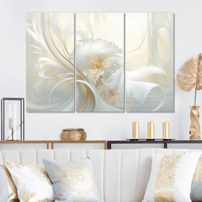 «Tender Whirling White Illustration II - Abstract Spirals», art mural sur toile