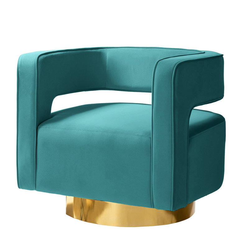 Aysha Velvet Swivel Accent Chair, Blue Velvet