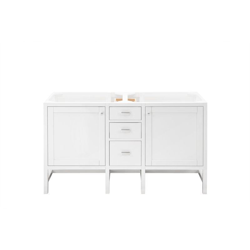 Addison 60'' W Double Bathroom Vanity Base, Glossy White