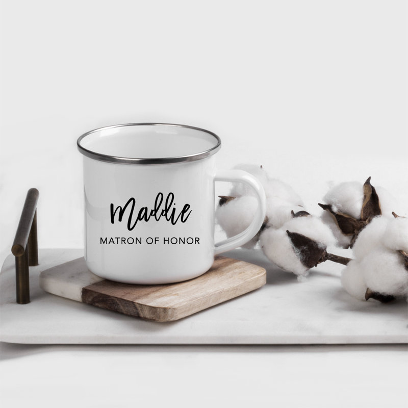 Cadeau de tasse de feu de camp personnalisé en acier inoxydable, Madron Matron Of Honor, paquet de 1, émail en métal à l'extérieur