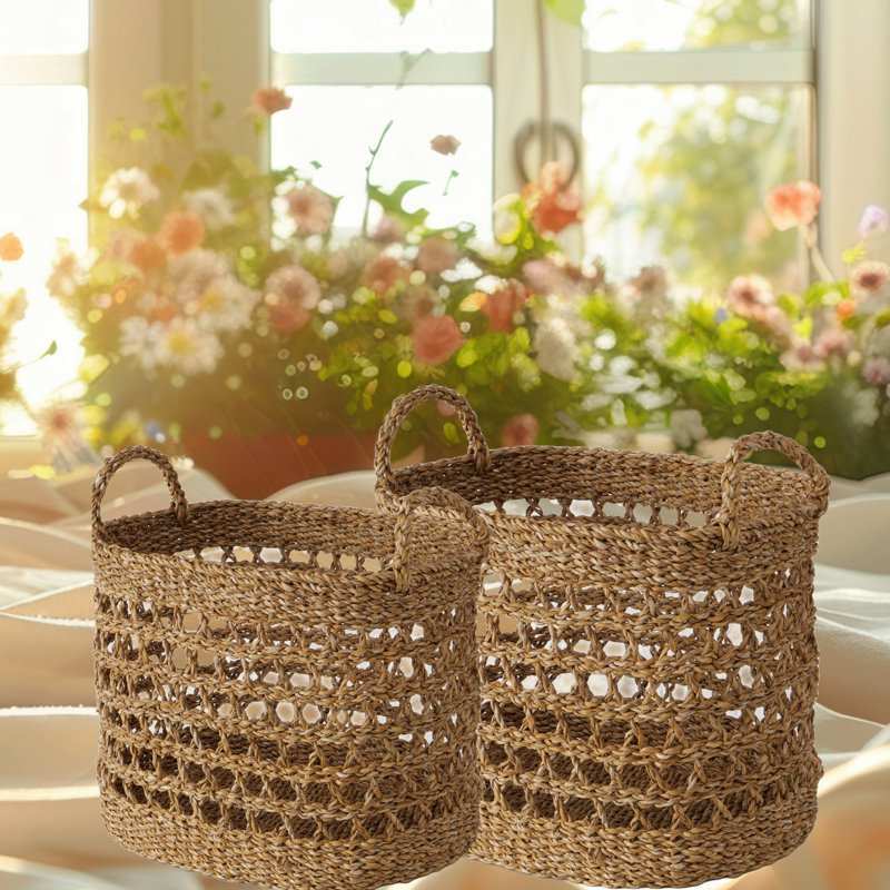 Hand Woven Wicker Laundry Basket With Handles