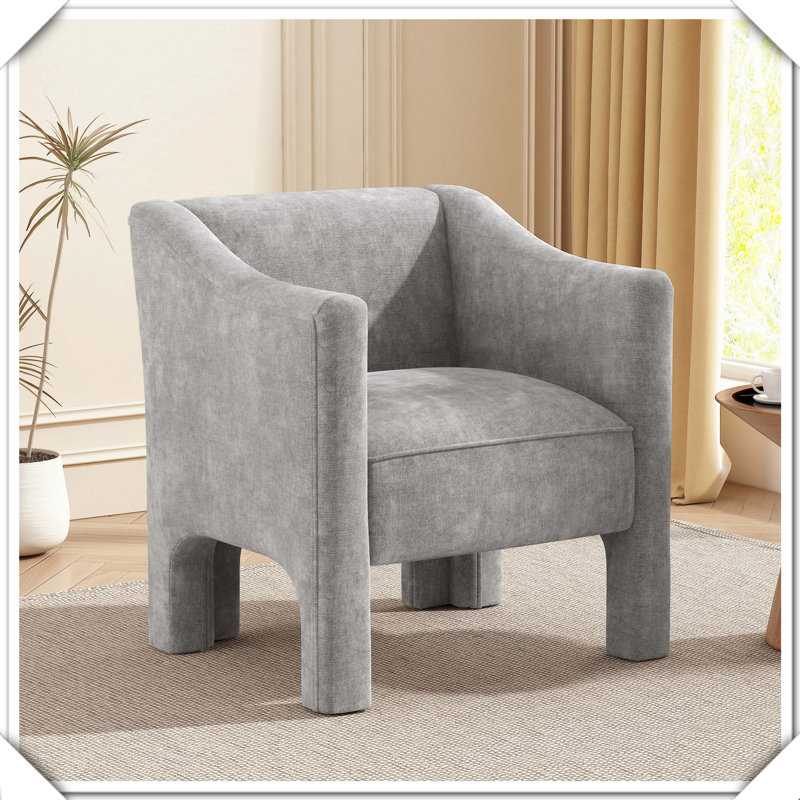 Fauteuil demi-tonneau moderne pour chambre à coucher avec salon, Gris