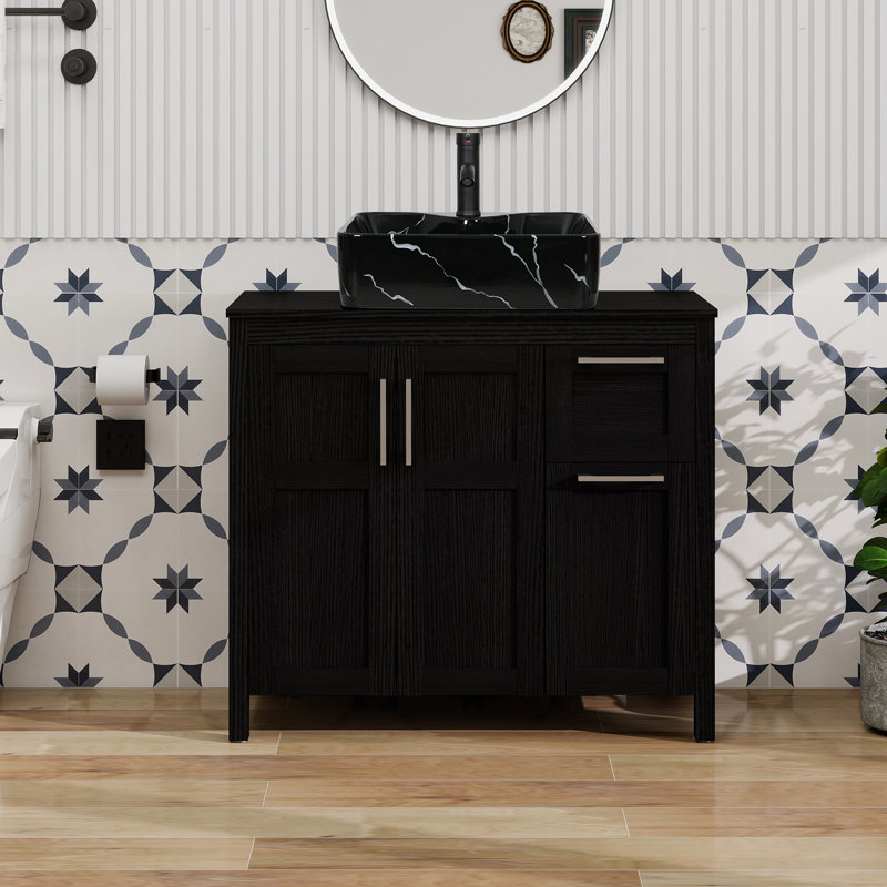 36" Free-Standing Modern Single Bathroom Vanity With Sink, Black