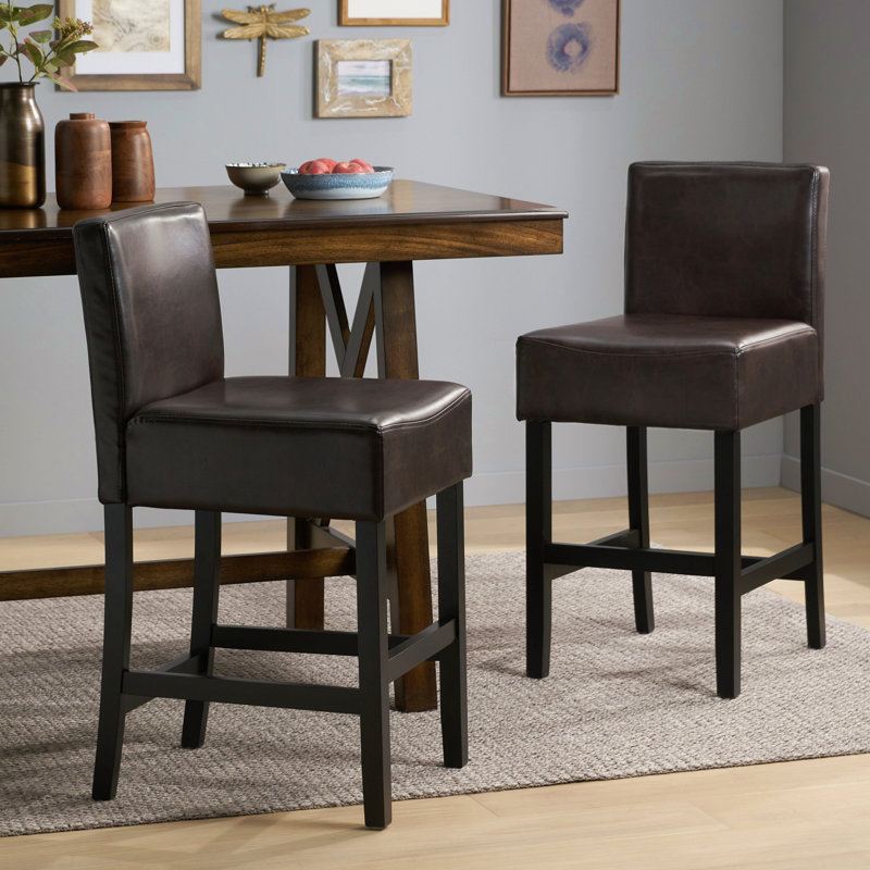 Ensemble de 2 tabourets de bar à hauteur de comptoir en cuir reconstitué 26 "Portman