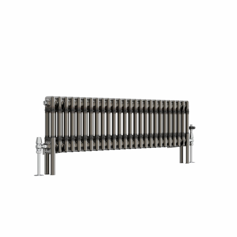 Doe Horizontal Traditional 2 Column Radiator Raw Metal, 300cm H x 1190cm W x 70cm D