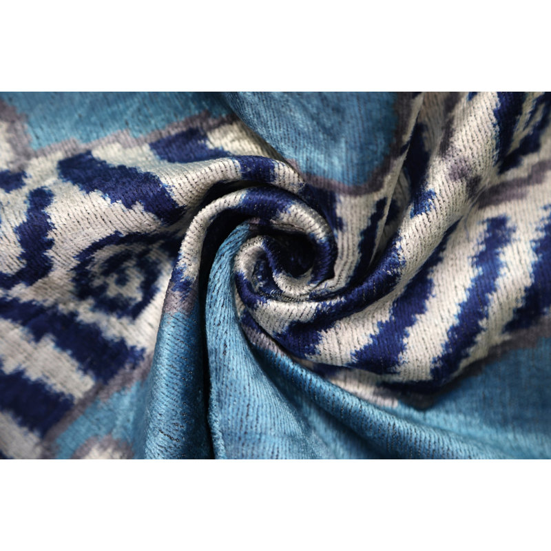 Coussin en velours bleu fait à la main - coussin décoratif en soie 16 x 24 po