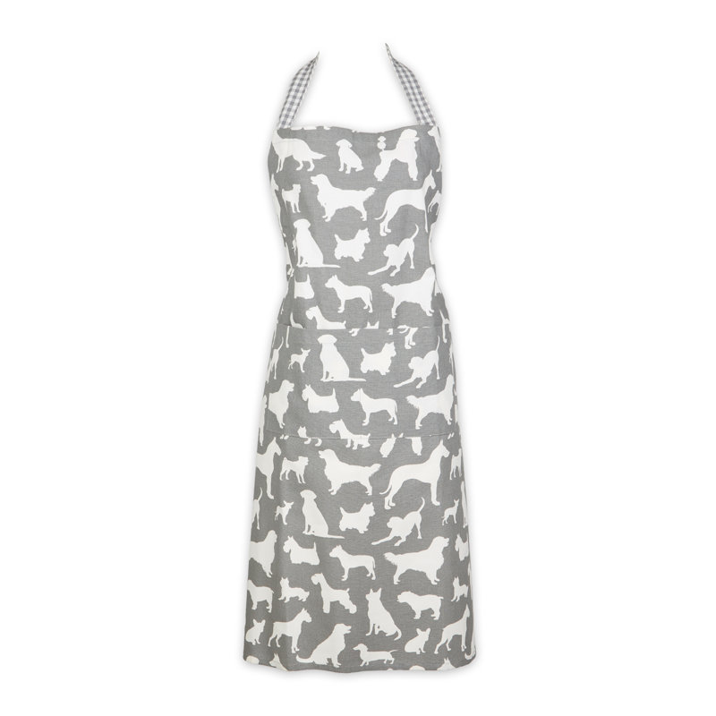 No Pattern Cotton Bib Apron, Gray