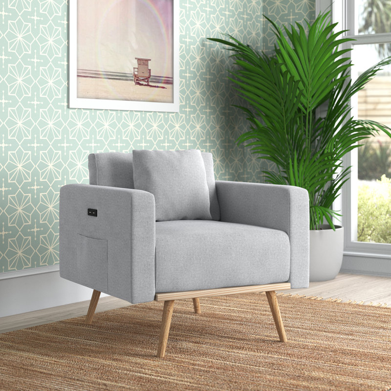 Abdulkadyr Upholstered Armchair, Light Gray