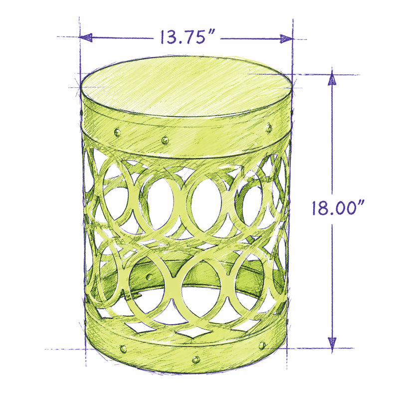 Table de bout d'extérieur en métal, Vert