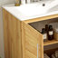 Meuble-lavabo antique de 30 po avec lavabo en céramique, meuble-lavabo moderne Mid-Century avec 2 portes à fermeture en douceur et grand espace de rangement, ensemble de meuble-lavabo simple autoportant rétro