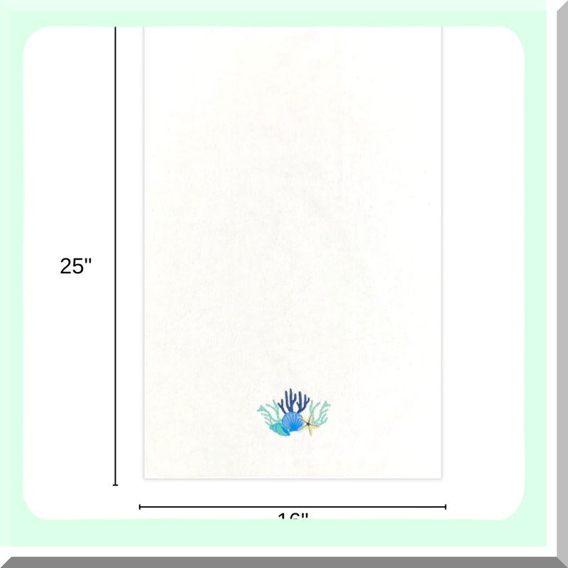 Seashell Serenity Coastal Hand Towels: Ocean Life Design, 2 Piece Set