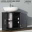 Rangement pour lavabo de salle de bain pour lavabos sur piédestal, 2 portes de grange, solution de rayonnage réglable, fente en U de 7,9 po, mécanisme de basculement, base antidérapante, taille de 23,6 po, armoire à finition noire patinée, tablette