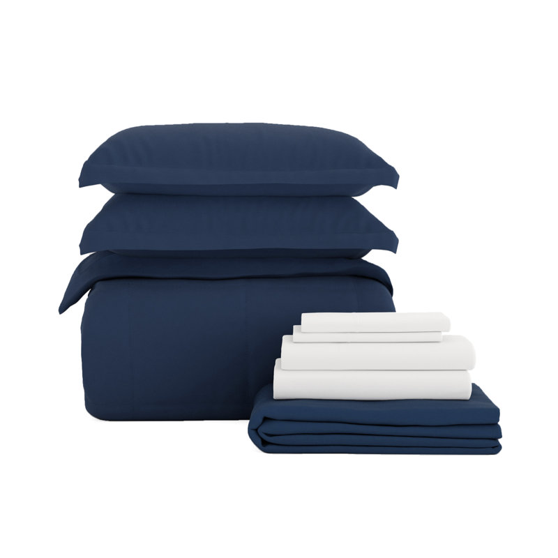 Ensemble de literie complet en microfibre de 8 pièces Simply Soft, Marine, Grand + 7 pièces incluses