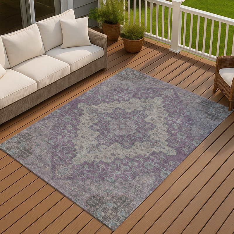 Tapis lavable à la machine intérieur / extérieur ACN2486, Mauve, 3 pi x 5 pi