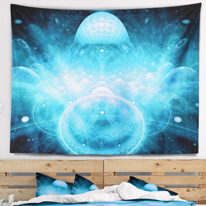 Tapisserie bleu ciel infini à motif floral, H 32 po x l 39 po