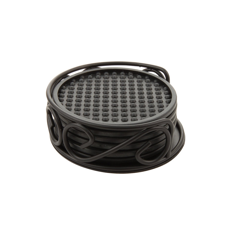 Ensemble de sous-verres avec support Jessica, Noir