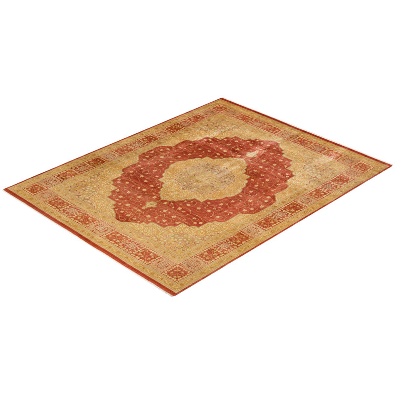 Tapis unique noué à la main de 8 pi 2 po x 10 pi 4 po orange Jenkinsburg