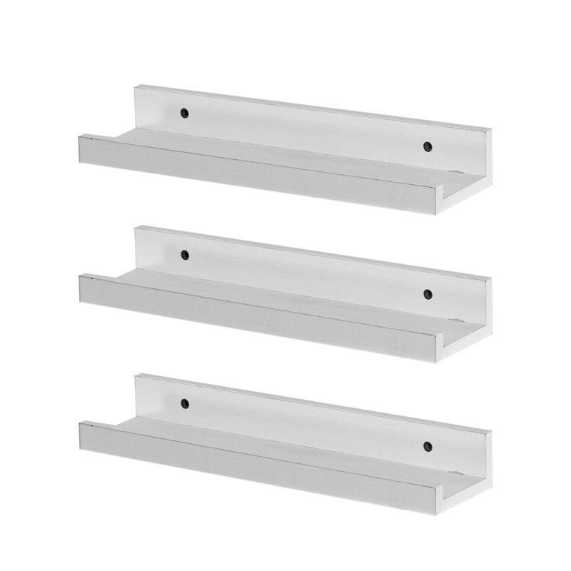 Harbour Housewares - Floating Picture Ledge Wall Shelves - White - Set of 3, 4.5cm H x 32.5cm W x 8.5cm D, White