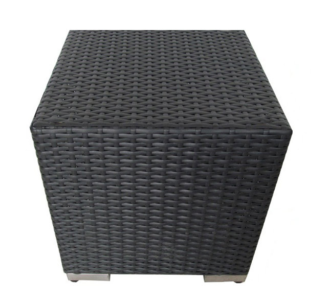 Pavior Square Wicker/Rattan Outdoor Side Table, Black