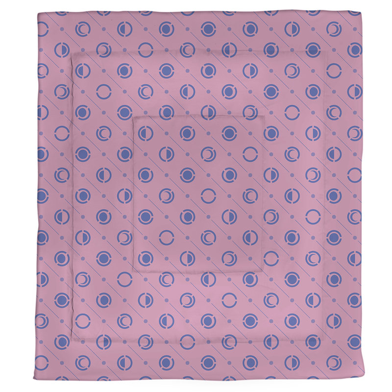 Édredon simple réversible en microfibre à deux couleurs Moon phases, Édredon simple TG, Rose/bleu marine