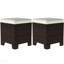 Ensemble de 2 repose-pieds cubiques style osier pour l'extérieur / patio - Beige-130176586