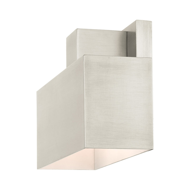 Plafonnier encastré d'extérieur Burttram, Nickel brossé, H 6,25 po x l 6,5 po x P 3 po