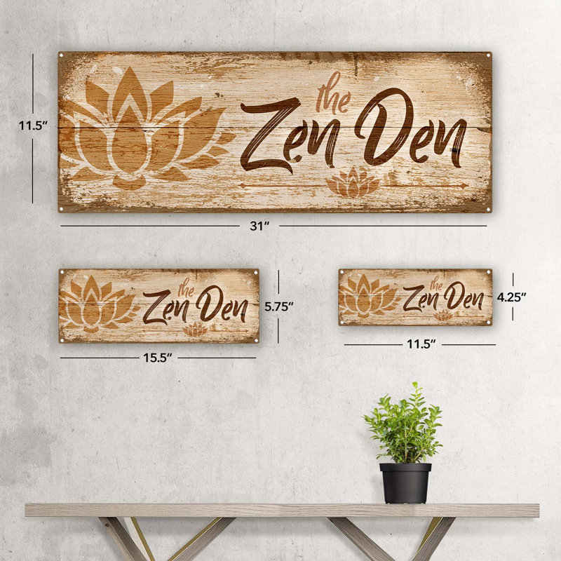 "Zen Den Lotus Metal Sign" sur métal, H 4,25 po x l 11,5 po x P 0,04 po