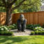 Large statue de gorille à dos argenté en résine, sculpture de jardin