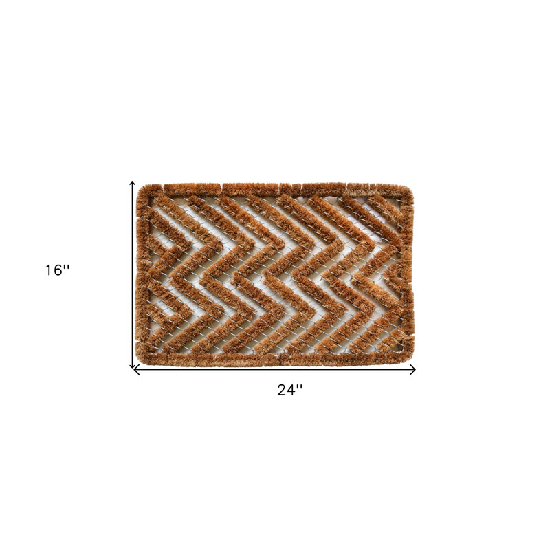 16" X 24" Brown Coir Zig Zag Outdoor Door Mat