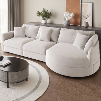 Cloud-Like Chenille Curved Chaise Sectional Sofa - Plush Comfort for Small Spaces & Modern Living