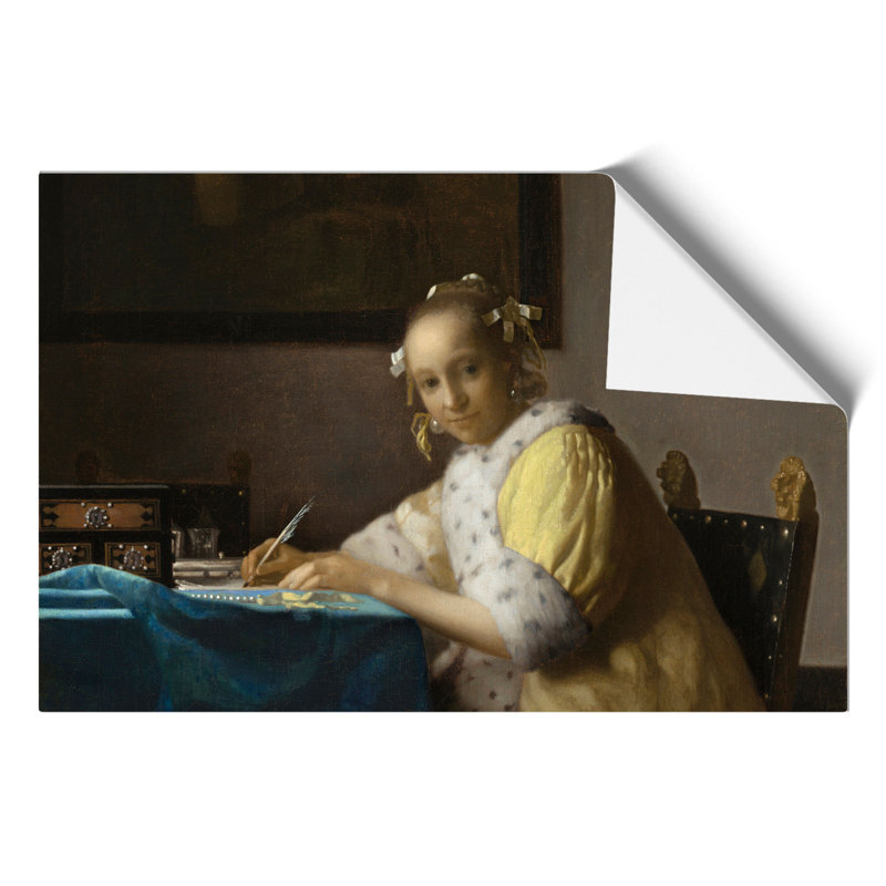 A Lady Writing a Letter by Johannes Vermeer - Frameless Print, 42cm H x 59cm W x 0.1cm D