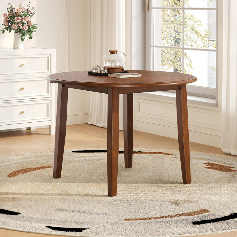 Table de salle à manger extensible ronde pour 2 à 4 personnes, table de salle à manger pliante en bois avec taille réglable, conception peu encombrante pour les petits appartements et les salles à manger - Brun