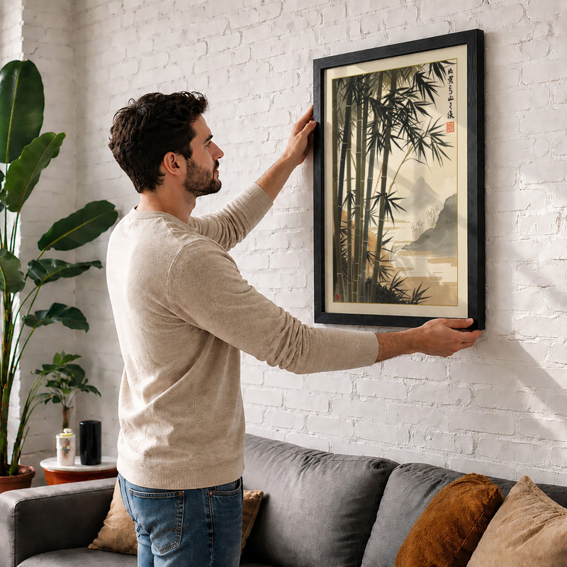 Quiet Bamboo Mountains Japandi - Framed Print, Unframed, A3 - 42.0 x 29.7 cm