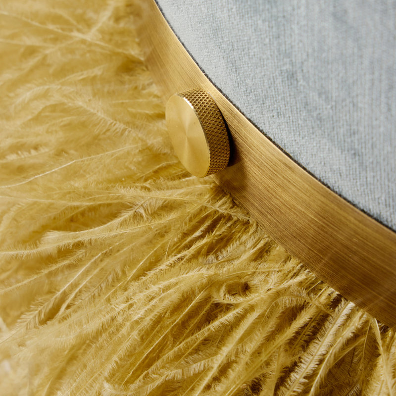Ostrich Fluff Pouf, Silver/Gold