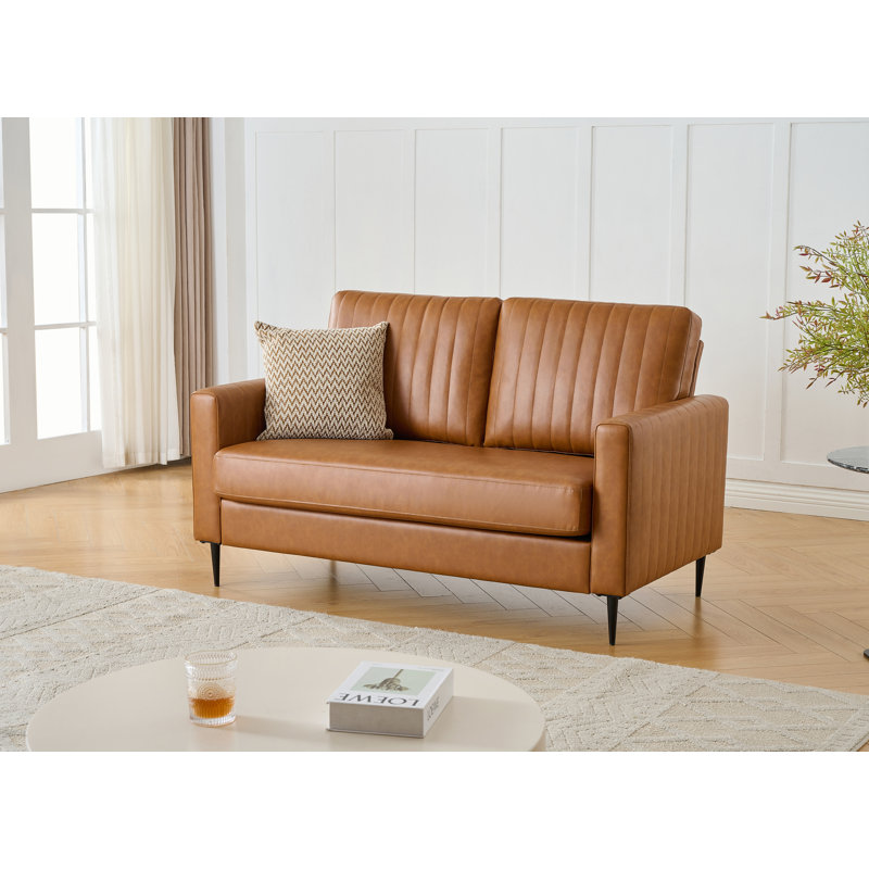 Western 2 Seater Sofa in Brown Faux Leather