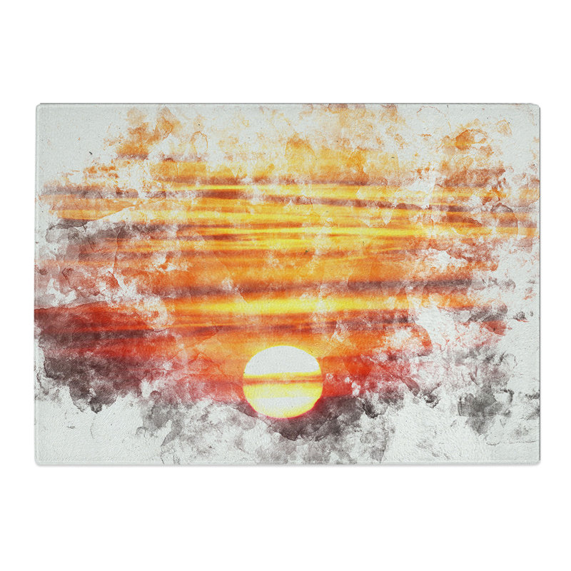 Tempered Glass Orange Sunset Chopping Board, 28.5 cm x 39 cm