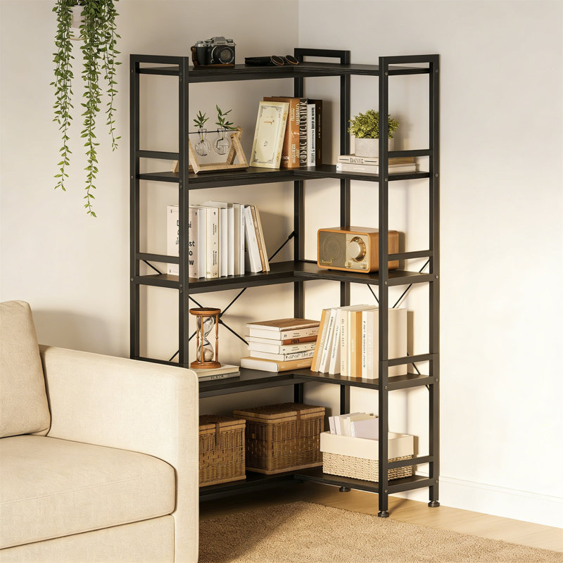 145.5cm H x 72.8cm W Metal Standard Bookcase, Black