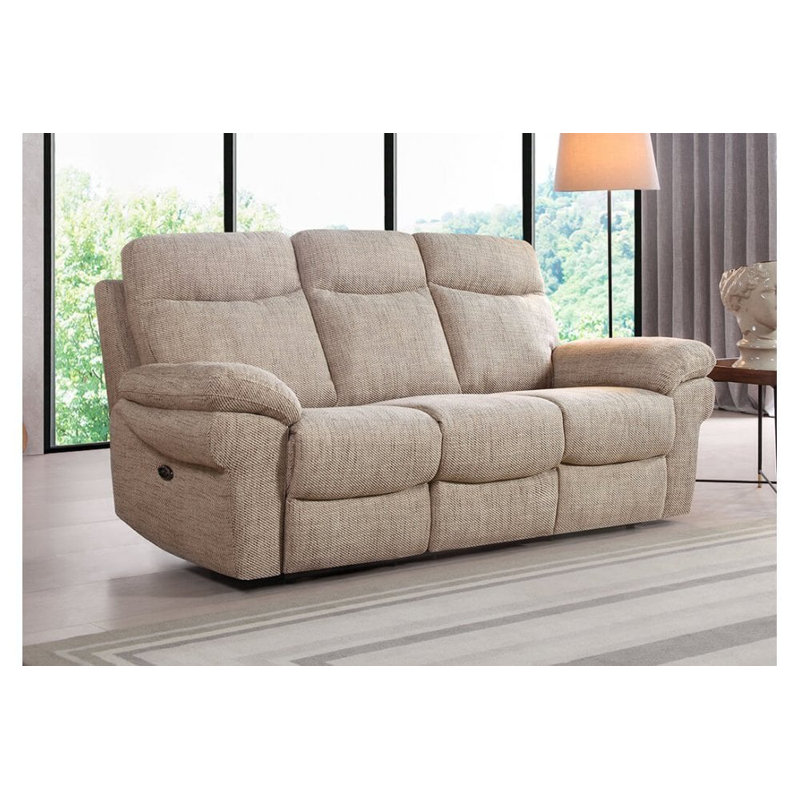Casolo Fabric Electric Recliner 3 Seater Sofa, Caramel